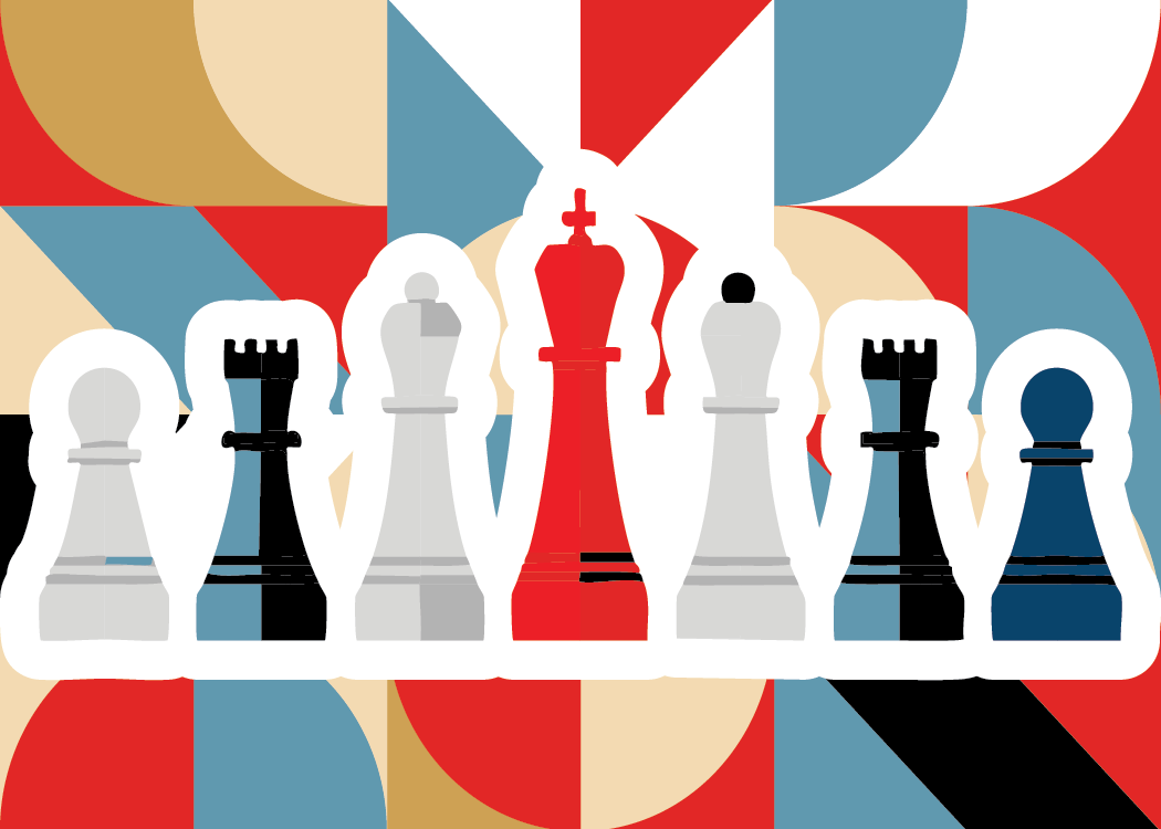 Bauhaus pattern depicting chess pieces.