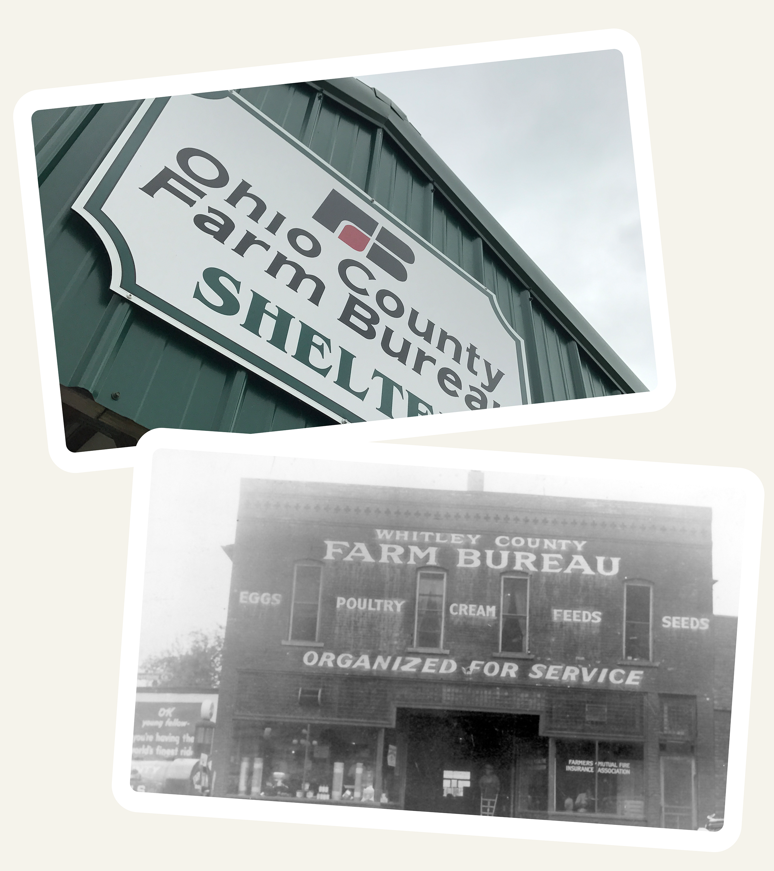 Indiana County Farm Bureau offices and signs throughout the years.