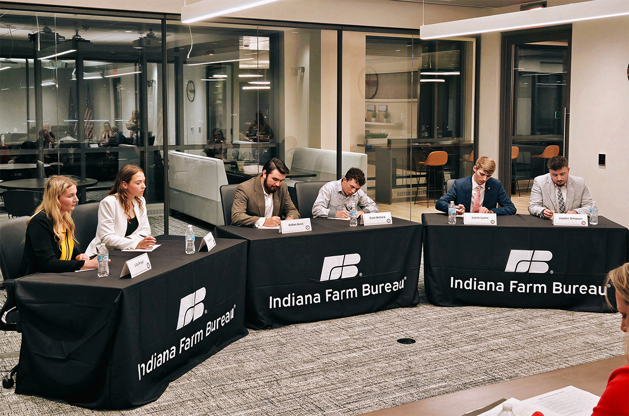 A group of college-aged students participating in a competition.