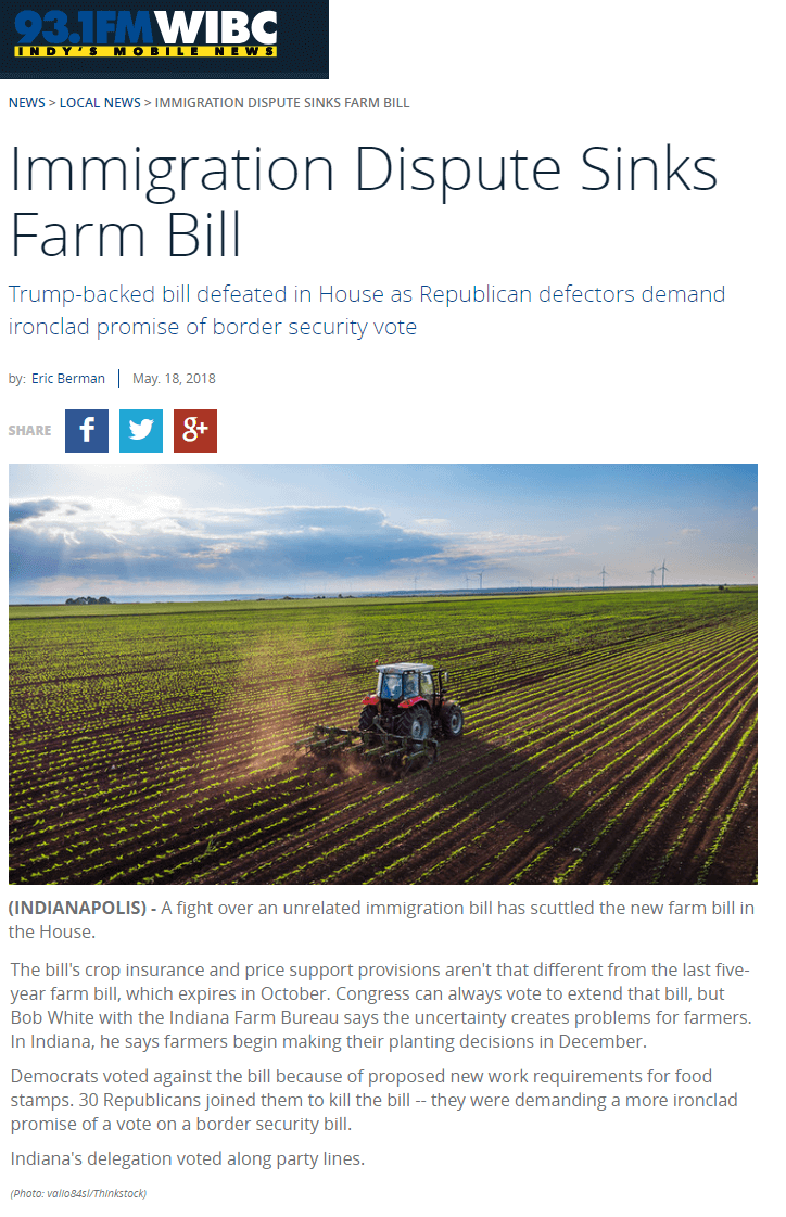 WIBC. Farm Bill. 5.18.18