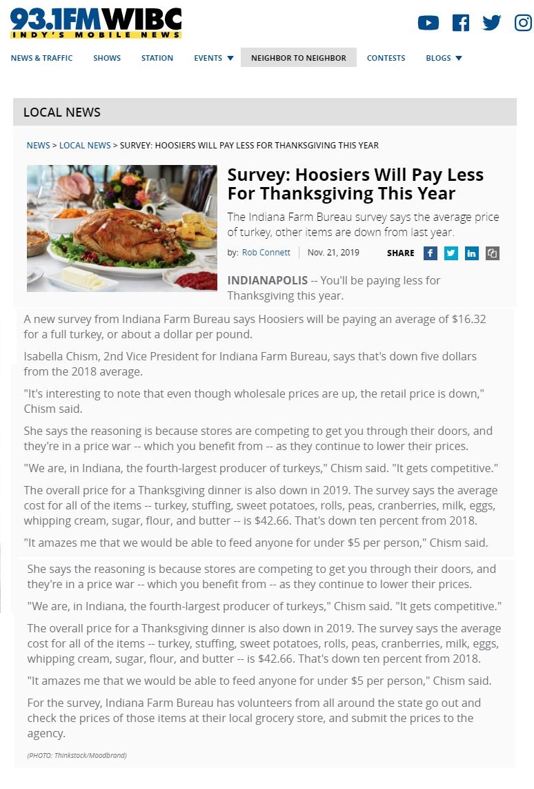 2019 Thanksgiving Market Basket WIBC